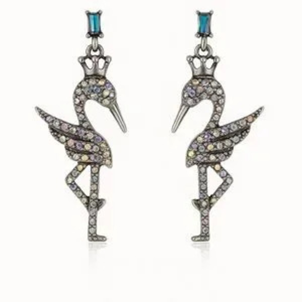 ??Elegant Flamingo Earrings With Gems